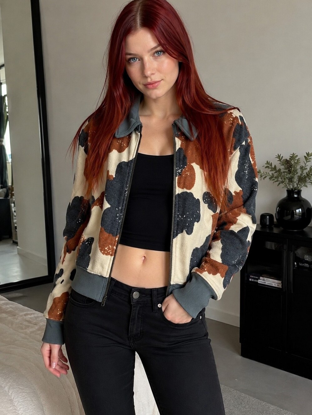 Free People Happy Cow Combo Zip-Up Cardigan Jacket S | Western Cowgirl Cozy